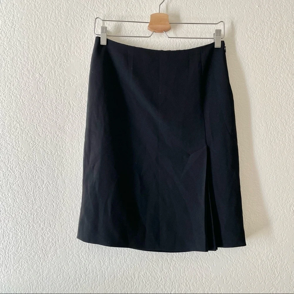 Ann Taylor Pleated Detail Black Skirt